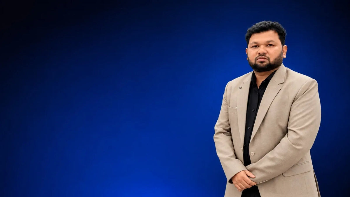 Ramesh Samatiya, Founder and CEO of Triovate, in a professional corporate banner